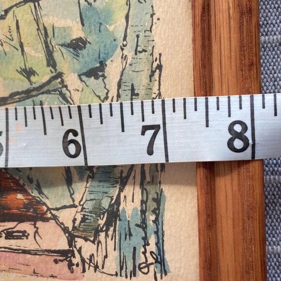 Set Of 2 Paintings Quebec Scene Small Mini Artwork Aged Patina Cottage Signed - Picture 11 of 14